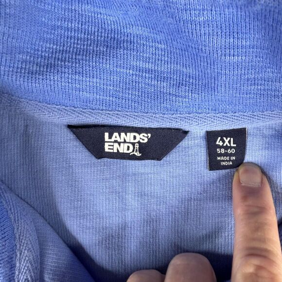 Lands End Pullover Mens 4XL Blue Quarter Zip Sweater Knit Long Sleeve Big Tall - Picture 2 of 12